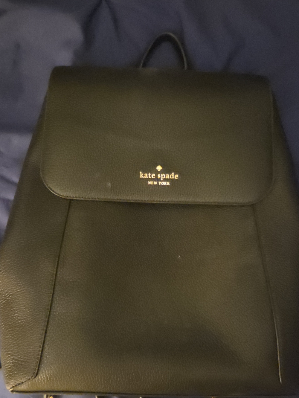 kate spade black leather flap backpack